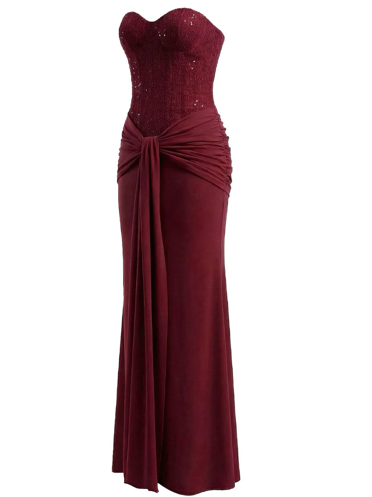 1930er Solide Schnürung Trägerlos Maxi Kleid - Image 5