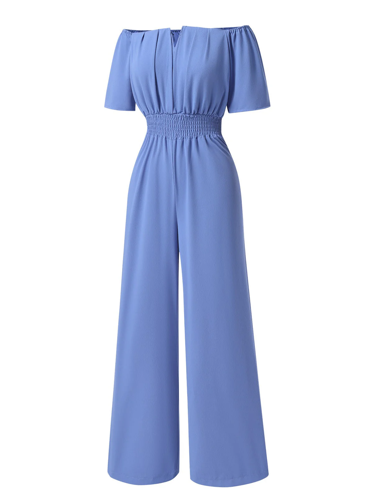 1930er Solide Schulterfrei Taille Locker Gerade Jumpsuit - Image 2