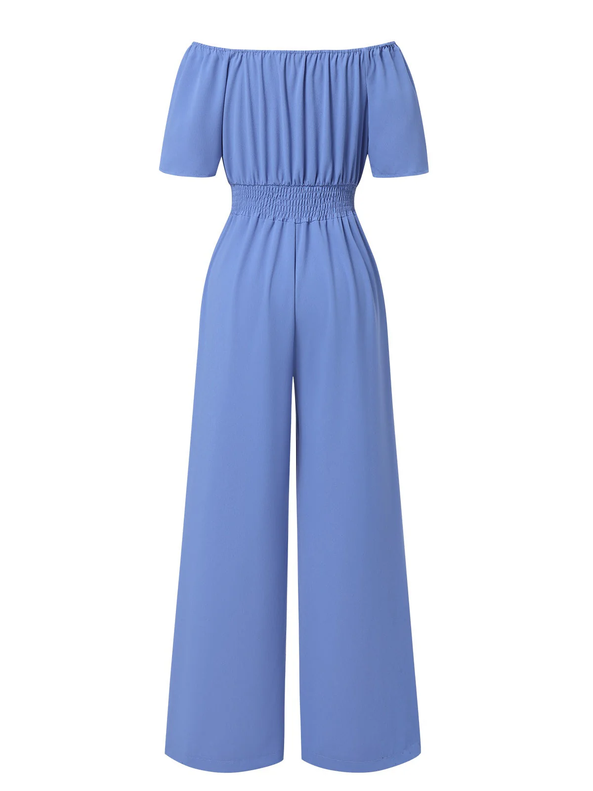 1930er Solide Schulterfrei Taille Locker Gerade Jumpsuit - Image 3
