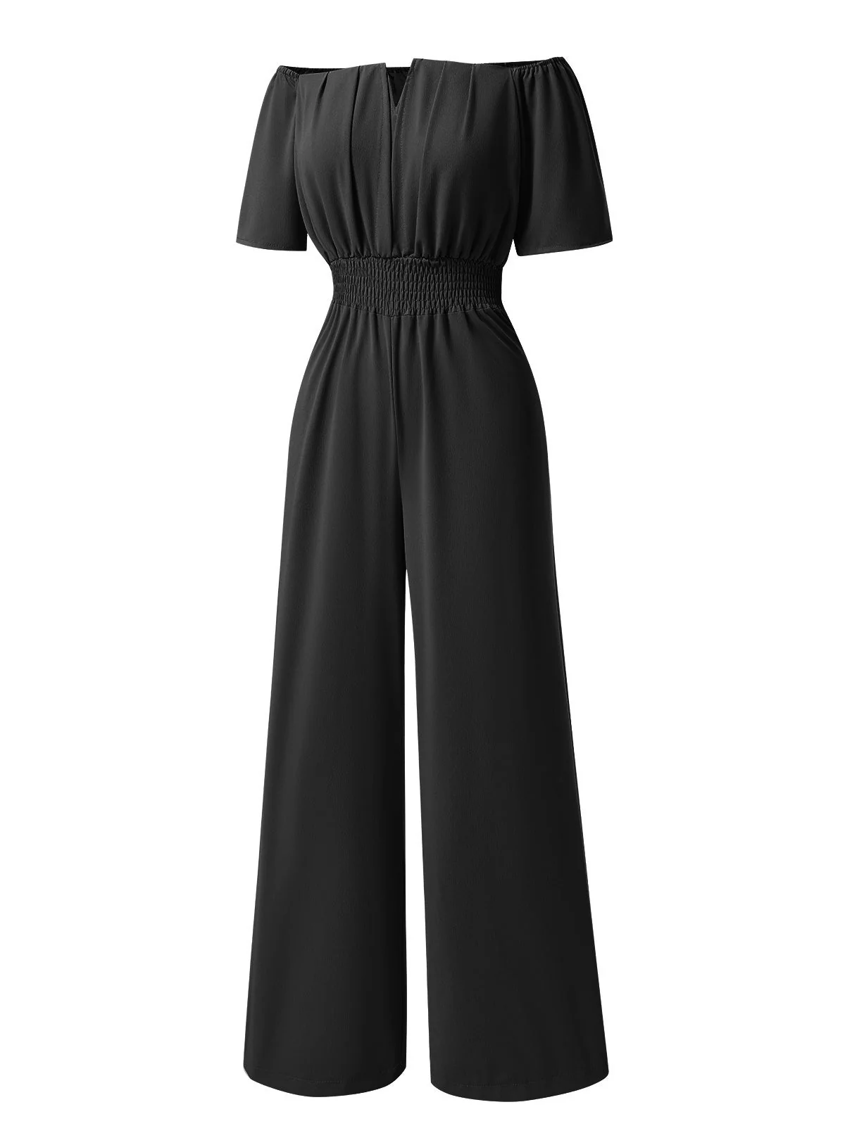 1930er Solide Schulterfrei Taille Locker Gerade Jumpsuit - Image 6