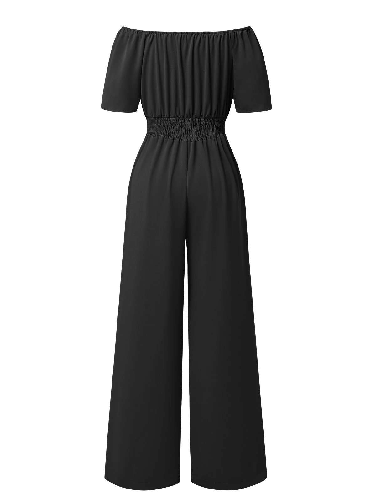 1930er Solide Schulterfrei Taille Locker Gerade Jumpsuit - Image 7