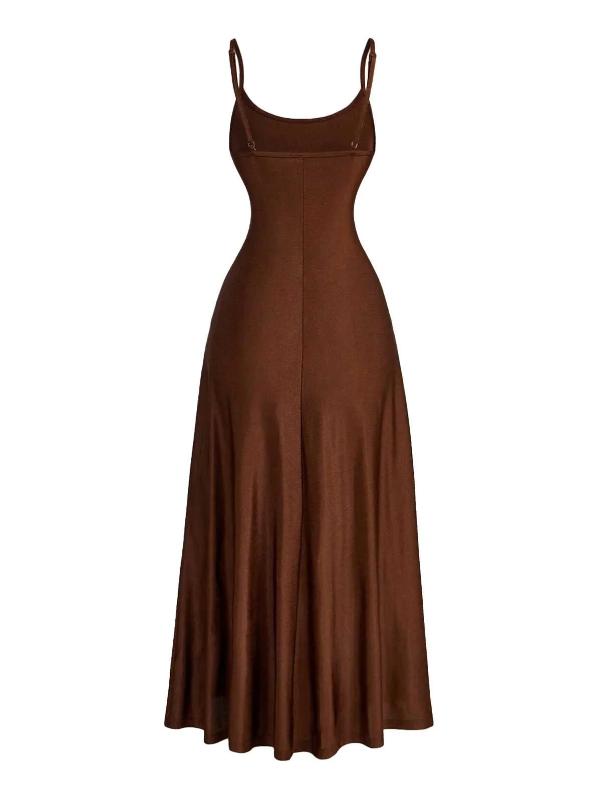 1930er Solide Spaghetti Träger Satin Kleid - Image 2
