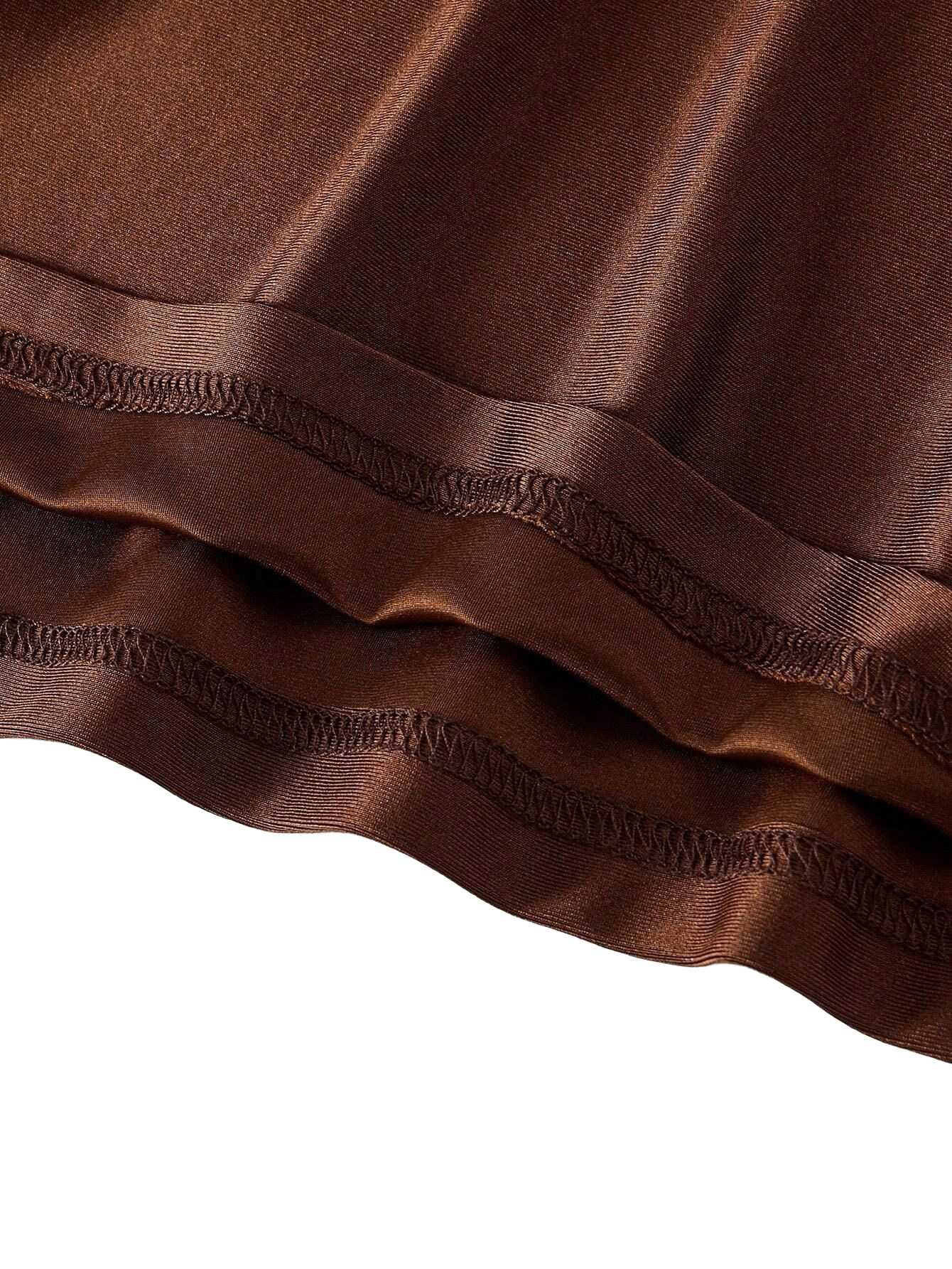 1930er Solide Spaghetti Träger Satin Kleid - Image 3