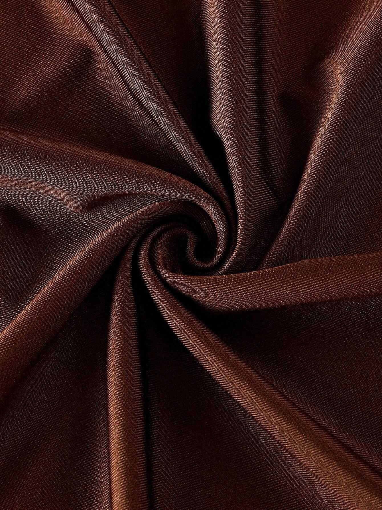 1930er Solide Spaghetti Träger Satin Kleid - Image 4