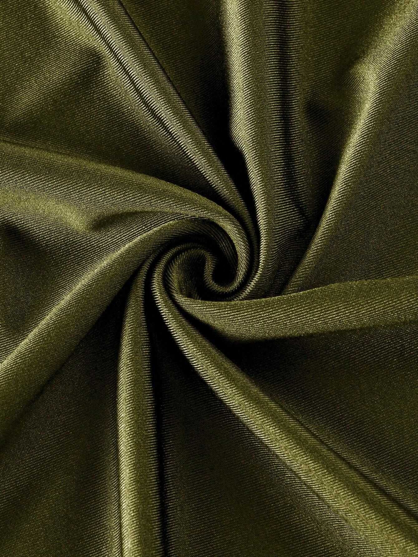 1930er Solide Spaghetti Träger Satin Kleid - Image 7