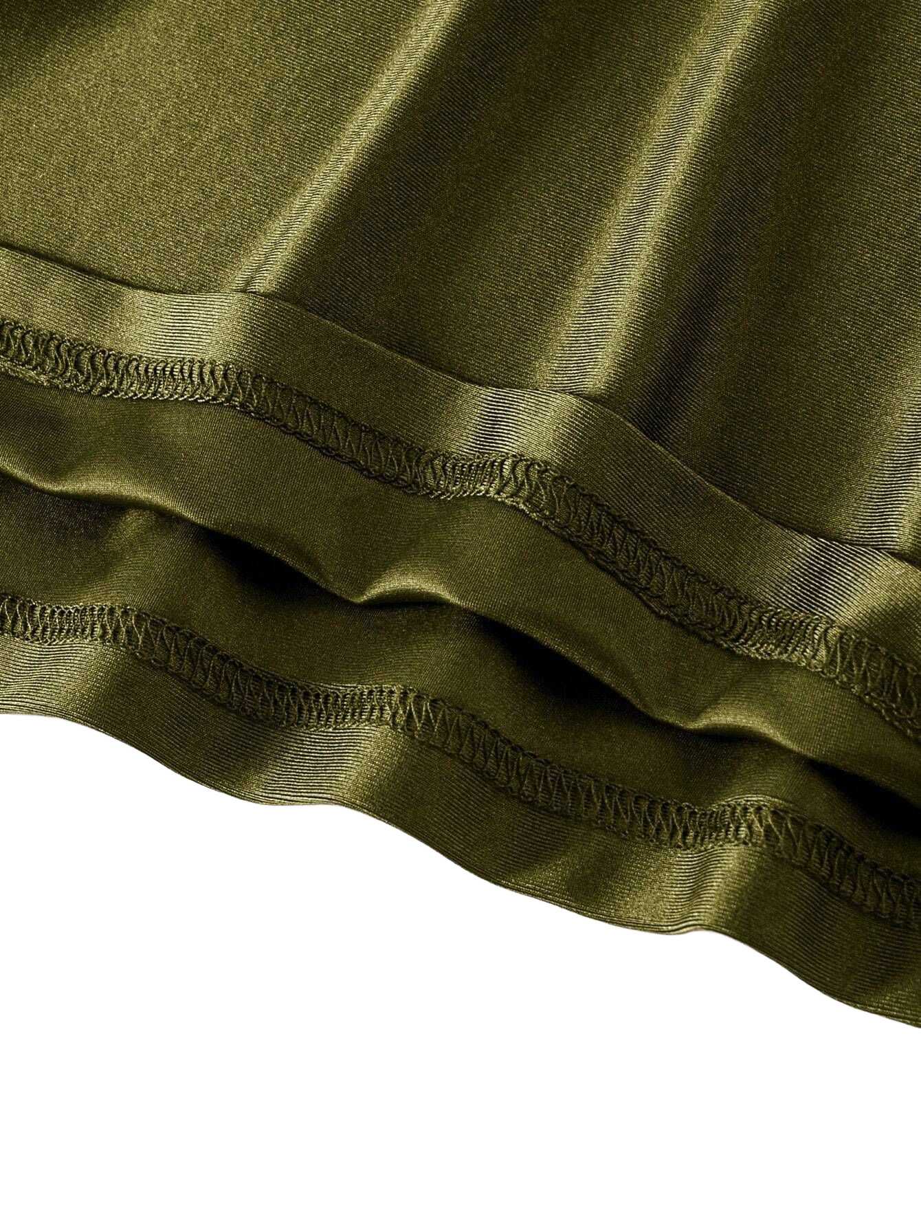 1930er Solide Spaghetti Träger Satin Kleid - Image 8