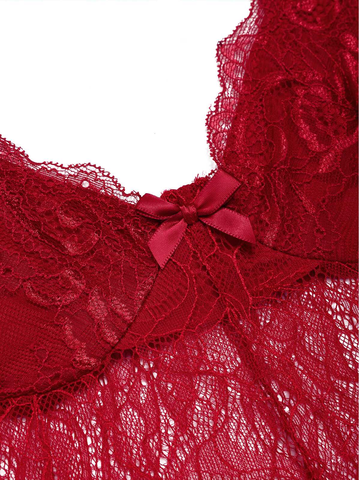 1930er Solide Spaghetti TrÀger Spitze Chiffon Nachthemd - Image 4