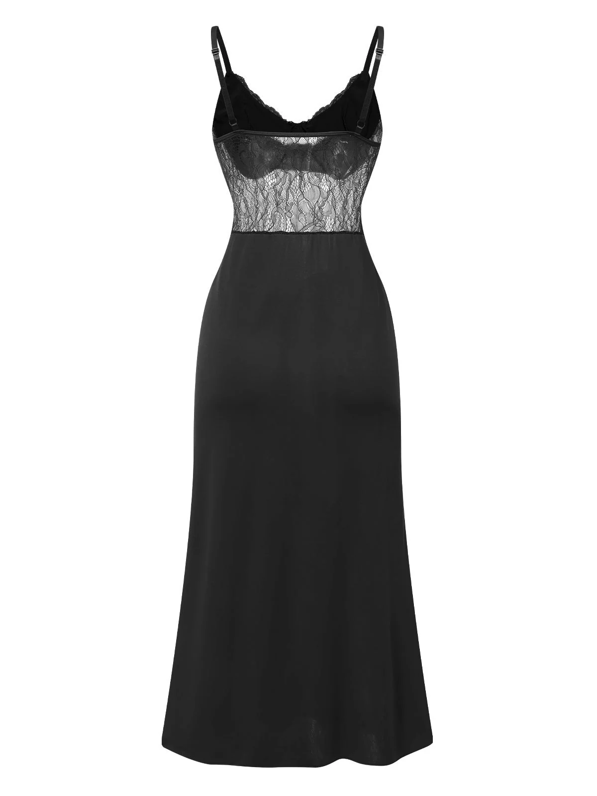 1930er Solide Spaghetti TrÀger Spitze Chiffon Nachthemd - Image 6