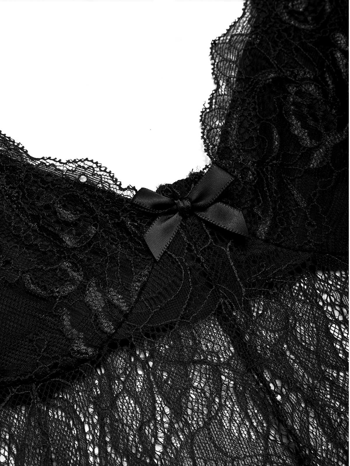 1930er Solide Spaghetti TrÀger Spitze Chiffon Nachthemd - Image 8