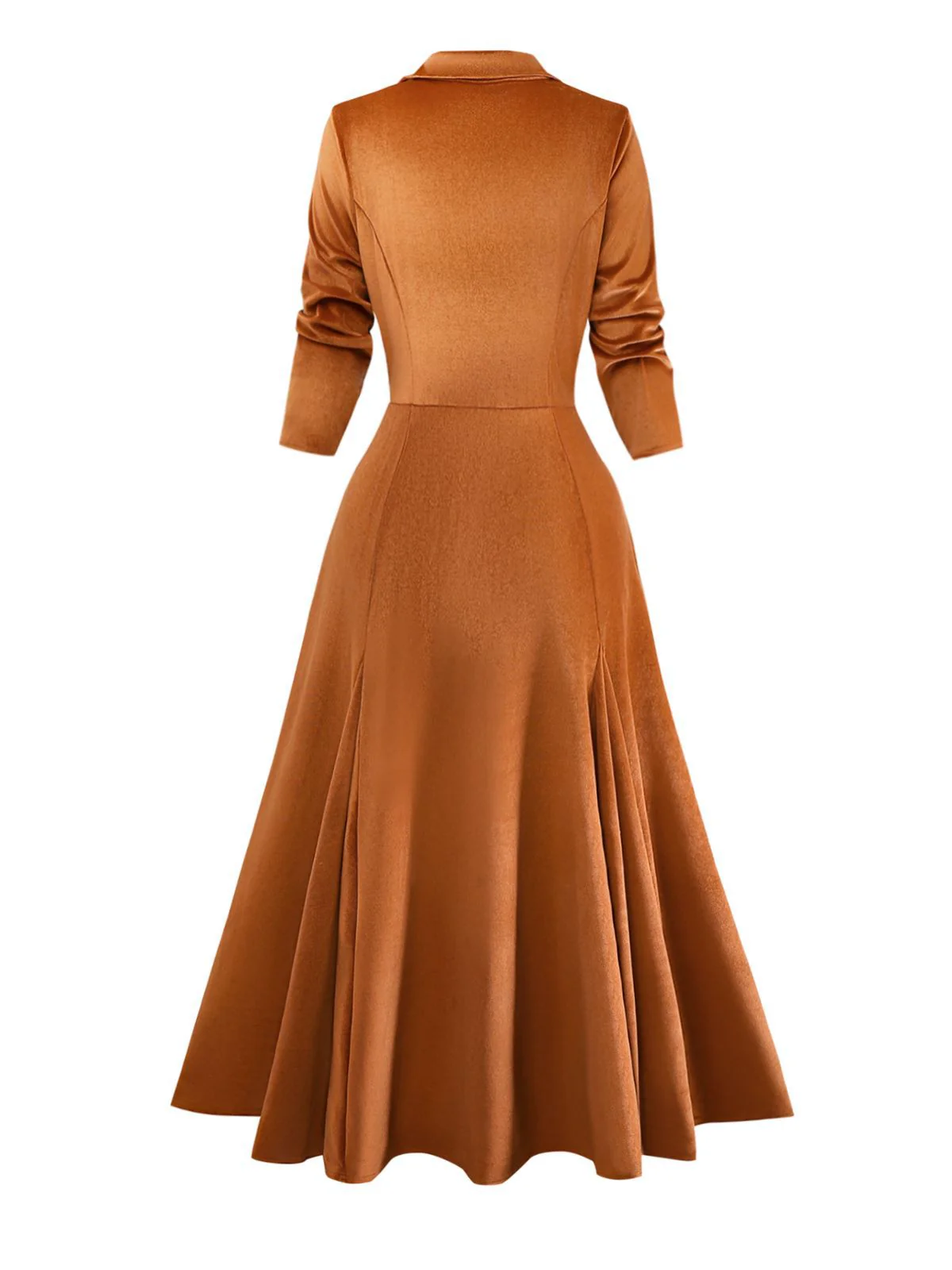 1930er Solide Taste Revers 3/4 Ärmel Kleid - Image 3