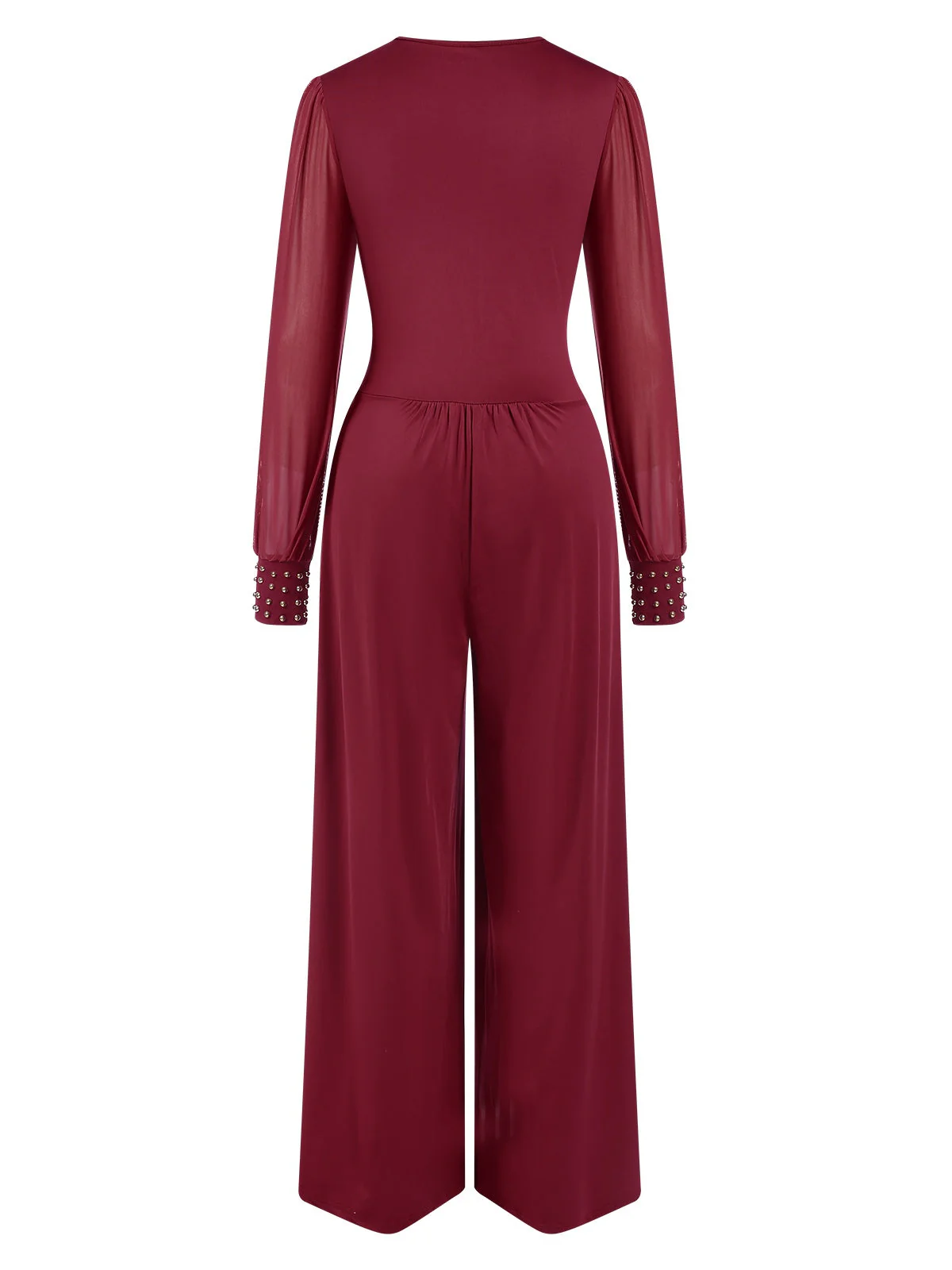 1930er Solide V-Ausschnitt Perlen Masche Jumpsuit - Image 2