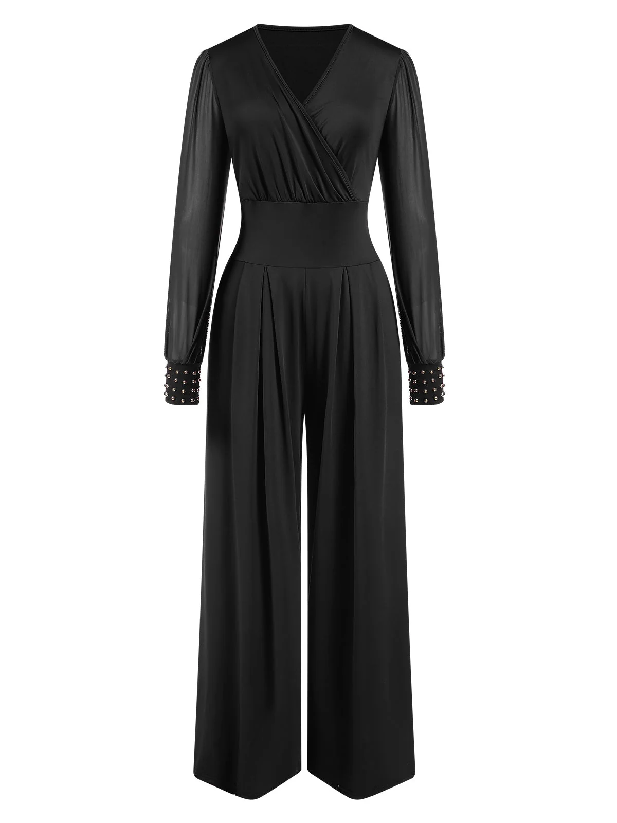 1930er Solide V-Ausschnitt Perlen Masche Jumpsuit - Image 5