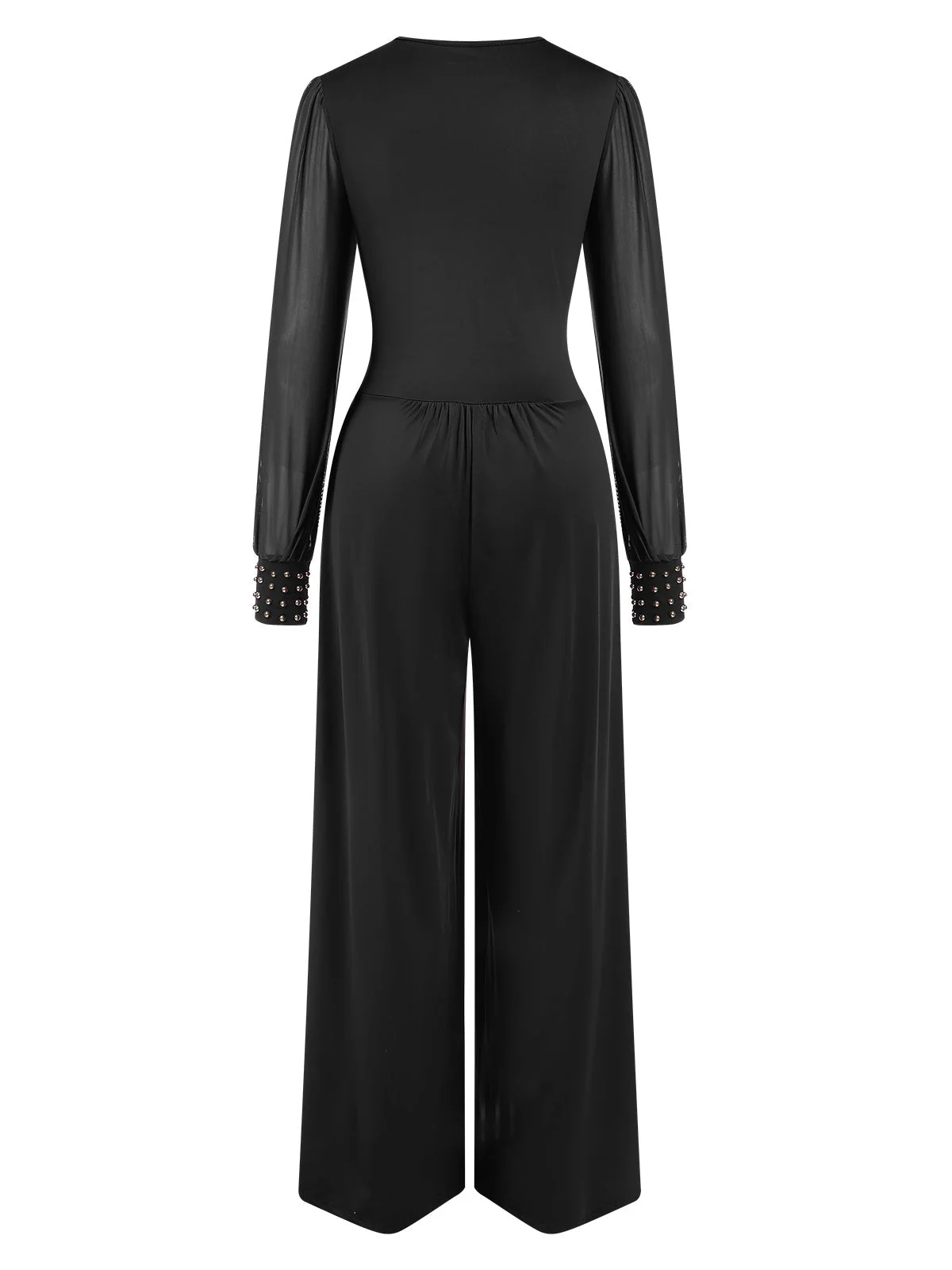 1930er Solide V-Ausschnitt Perlen Masche Jumpsuit - Image 6