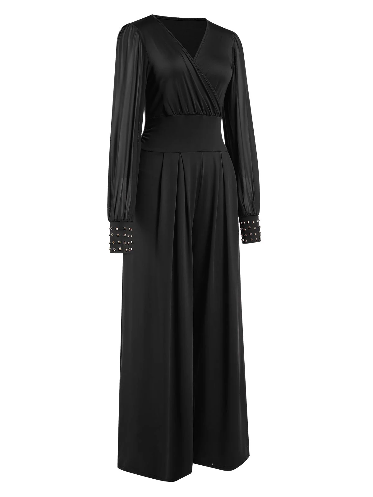 1930er Solide V-Ausschnitt Perlen Masche Jumpsuit - Image 7
