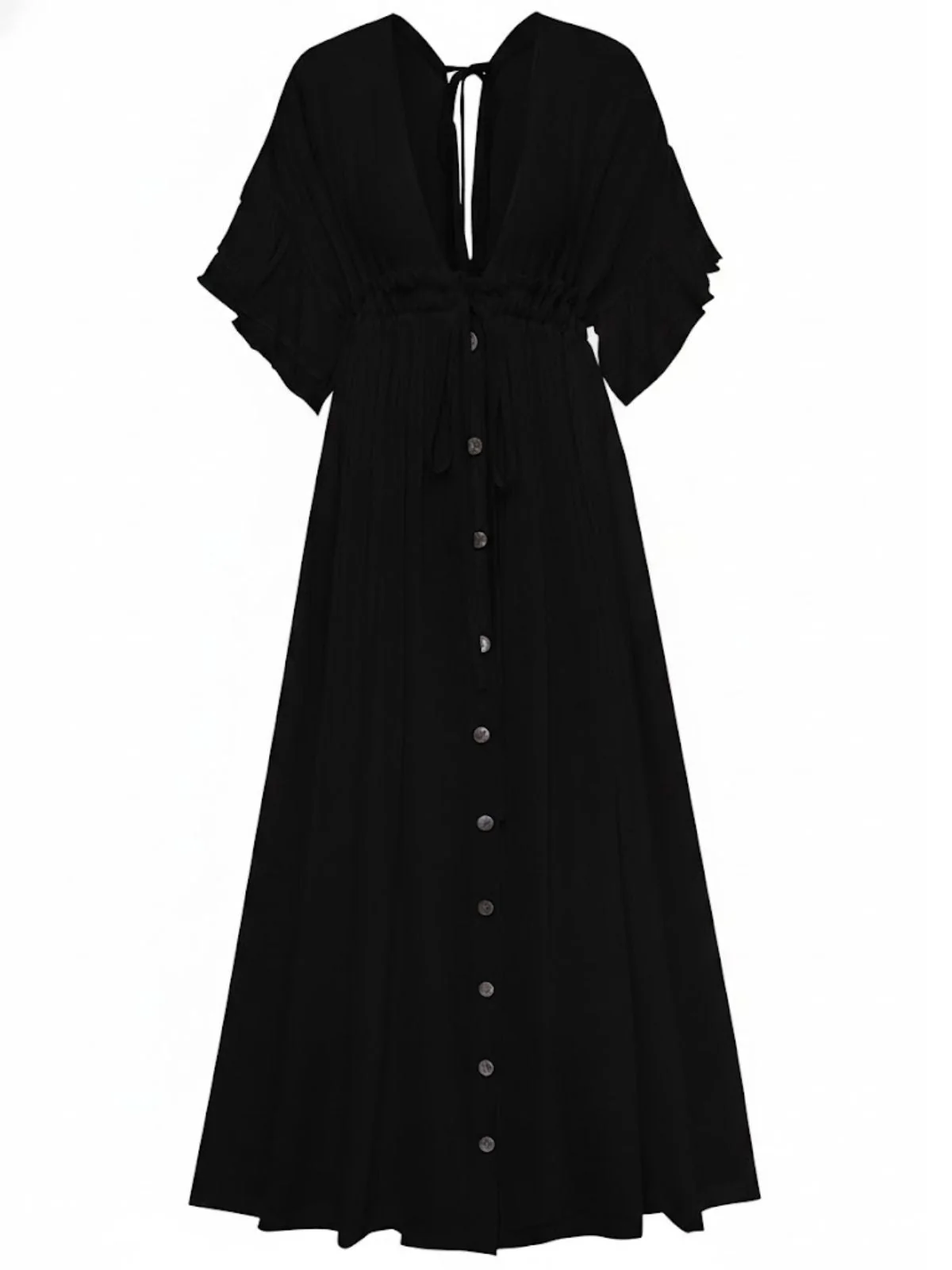 1930er Solide V-Ausschnitt Viskose Noppen Strand Cover-Up - Image 8