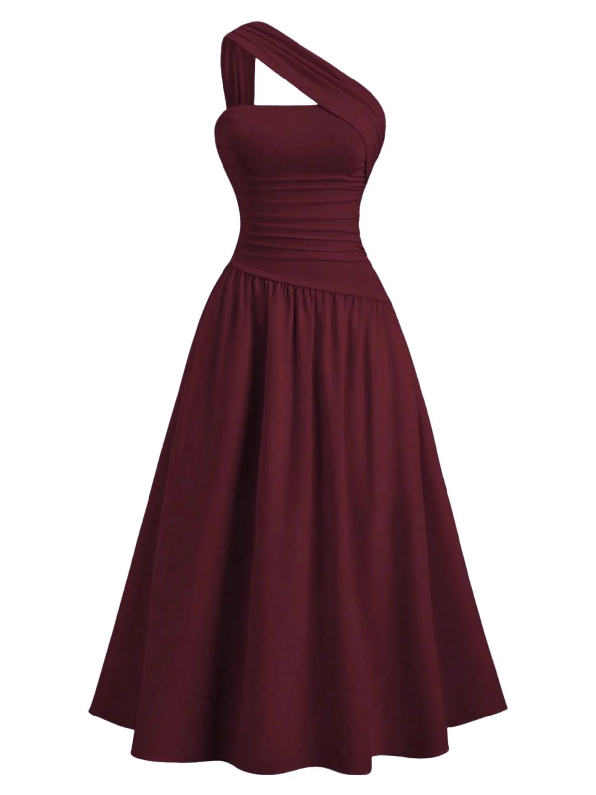1930er Solide Wickel Eine Schulter Taille Gerafft Kleid - Image 2
