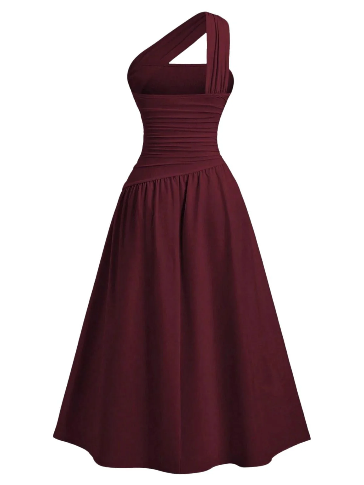 1930er Solide Wickel Eine Schulter Taille Gerafft Kleid - Image 3