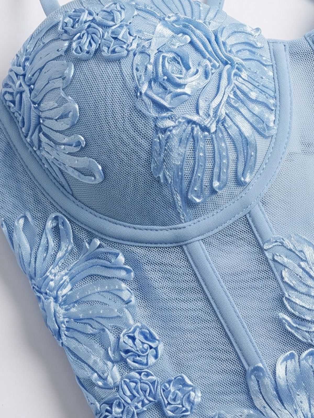 1930er Spaghetti Träger 3D Blumen Maxi Meerjungfrauenkleid - Image 3