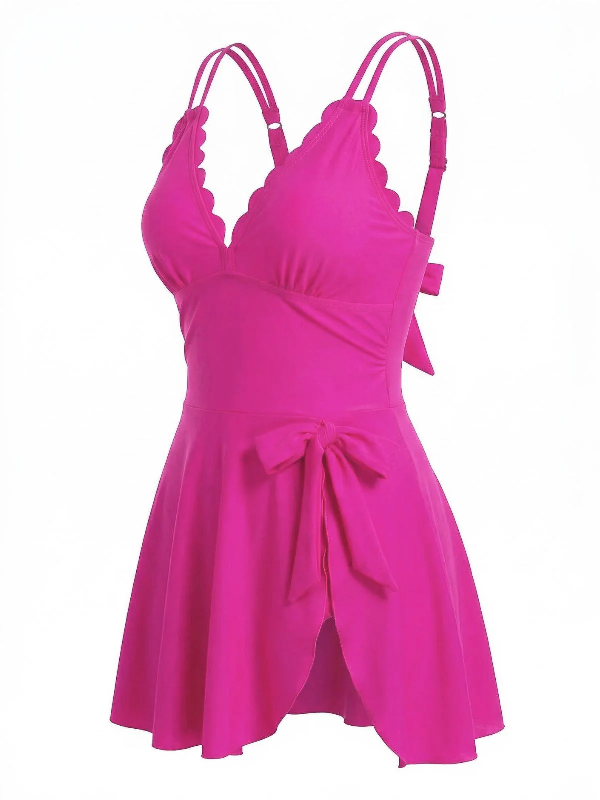 1930er Spaghetti Träger Schleife Muschelsaum Badekleid - Image 3