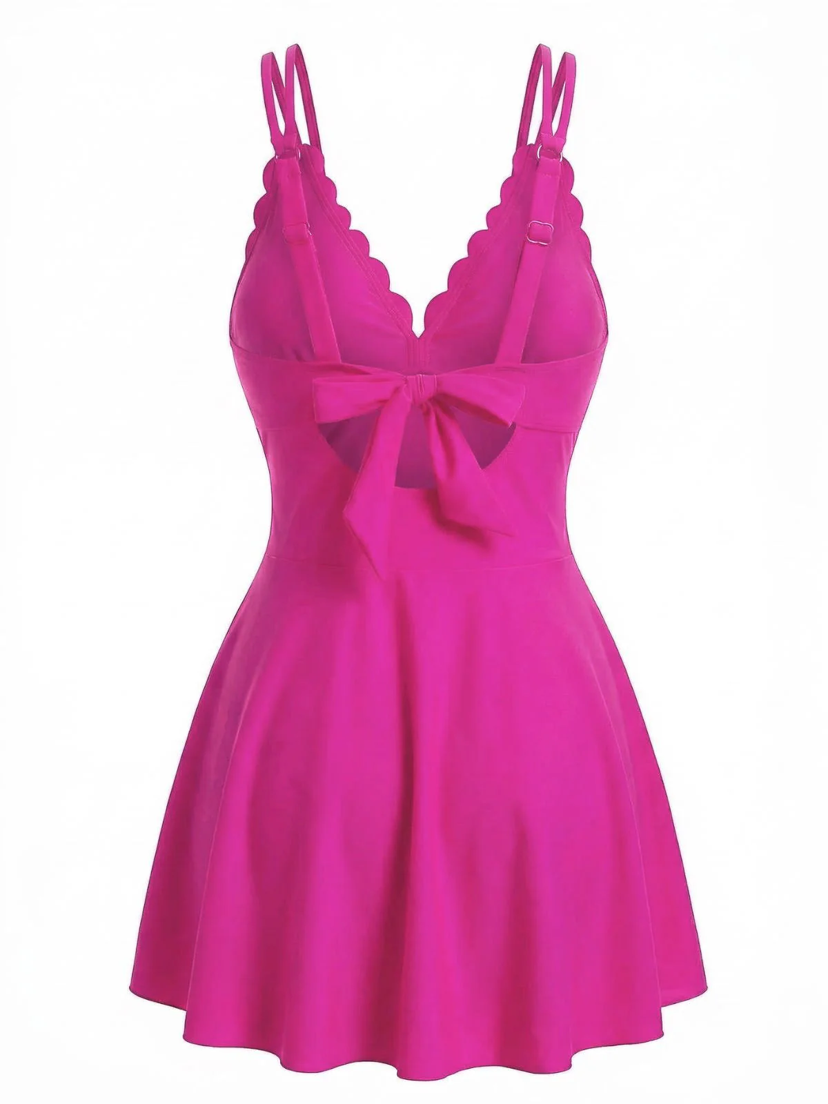 1930er Spaghetti Träger Schleife Muschelsaum Badekleid - Image 4