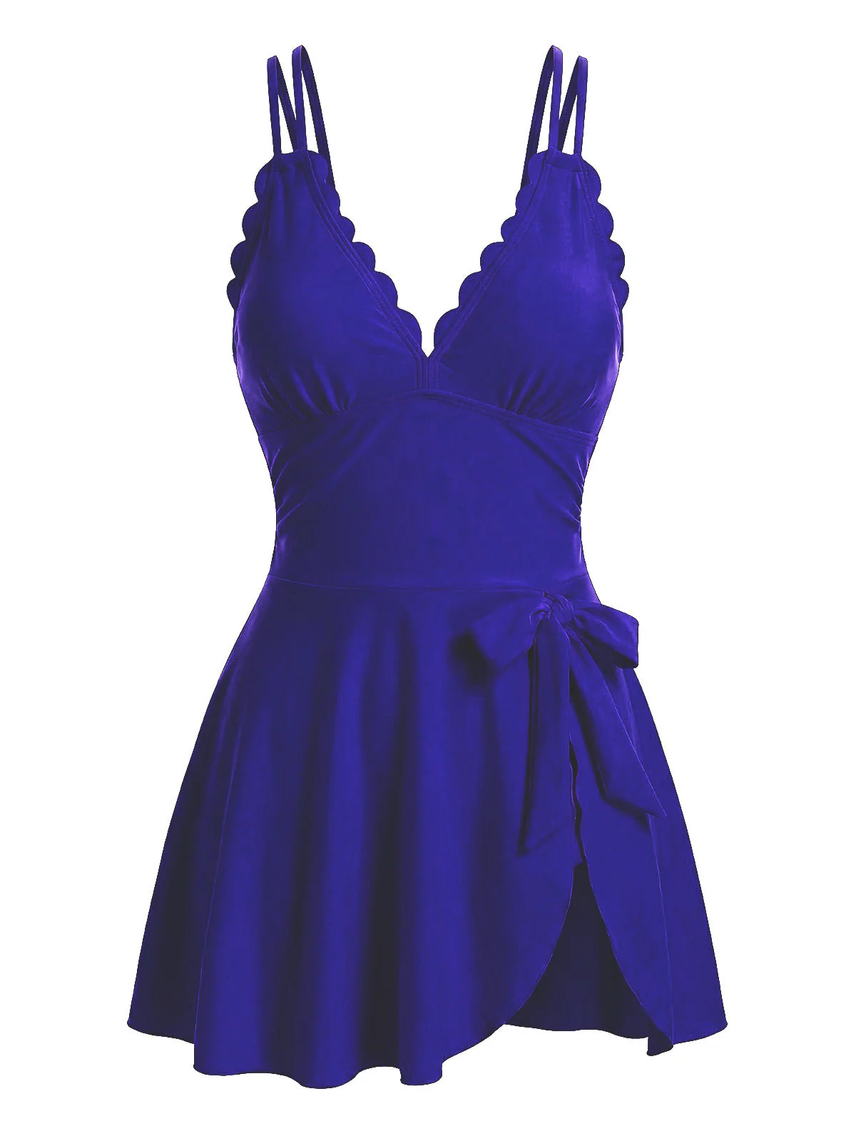 1930er Spaghetti Träger Schleife Muschelsaum Badekleid - Image 5