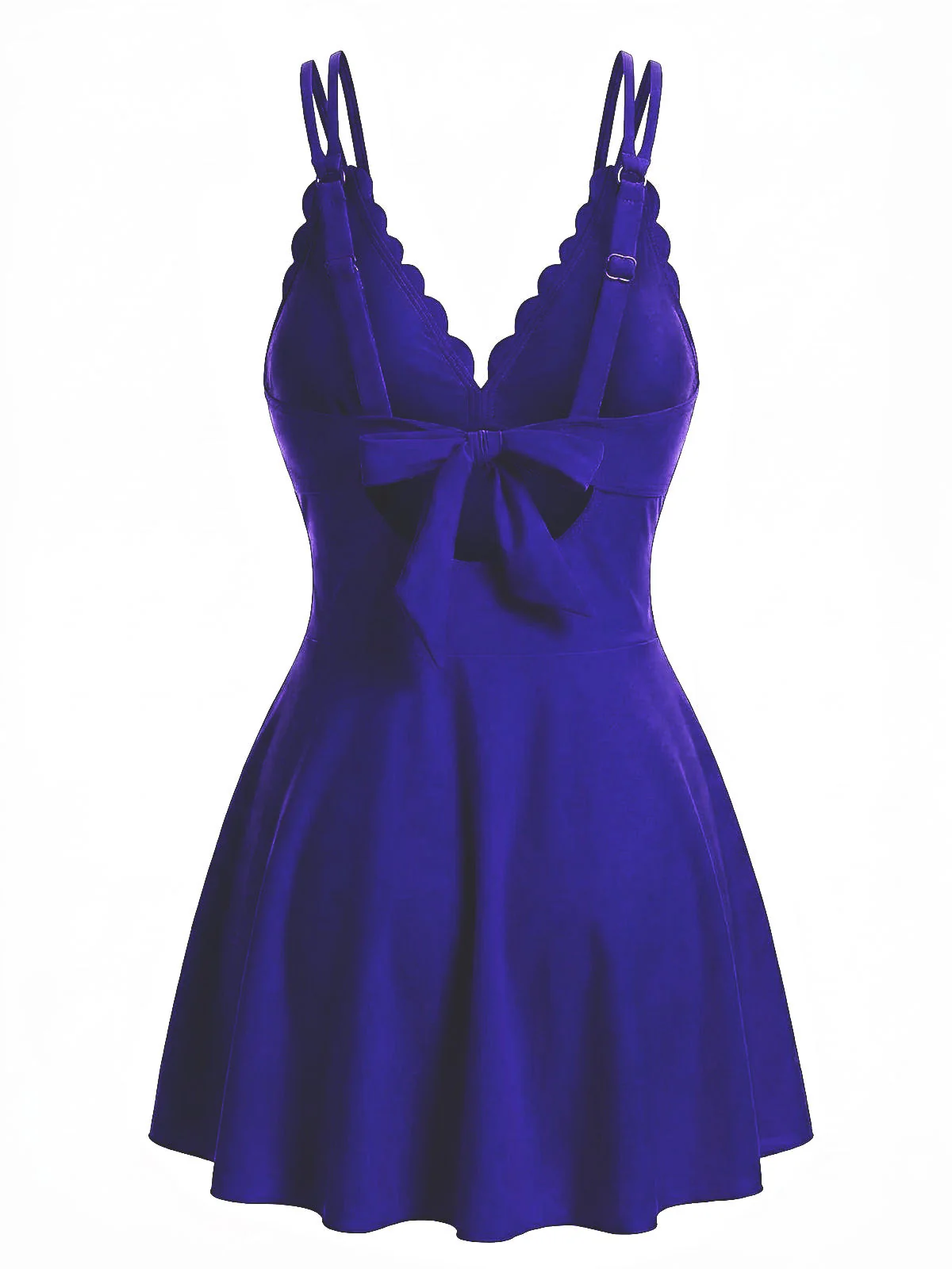 1930er Spaghetti Träger Schleife Muschelsaum Badekleid - Image 7
