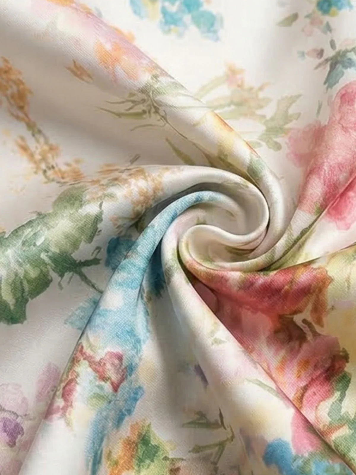 1930er Stehkragen Aquarell Blumen Satin Meerjungfrauenkleid - Image 5