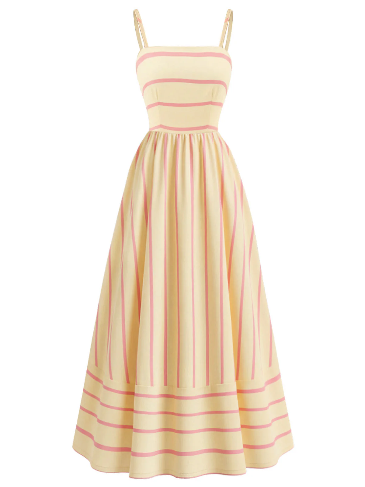 1930er Streifen Spaghetti Träger Cut-Out Gesmoktes Kleid - Image 4