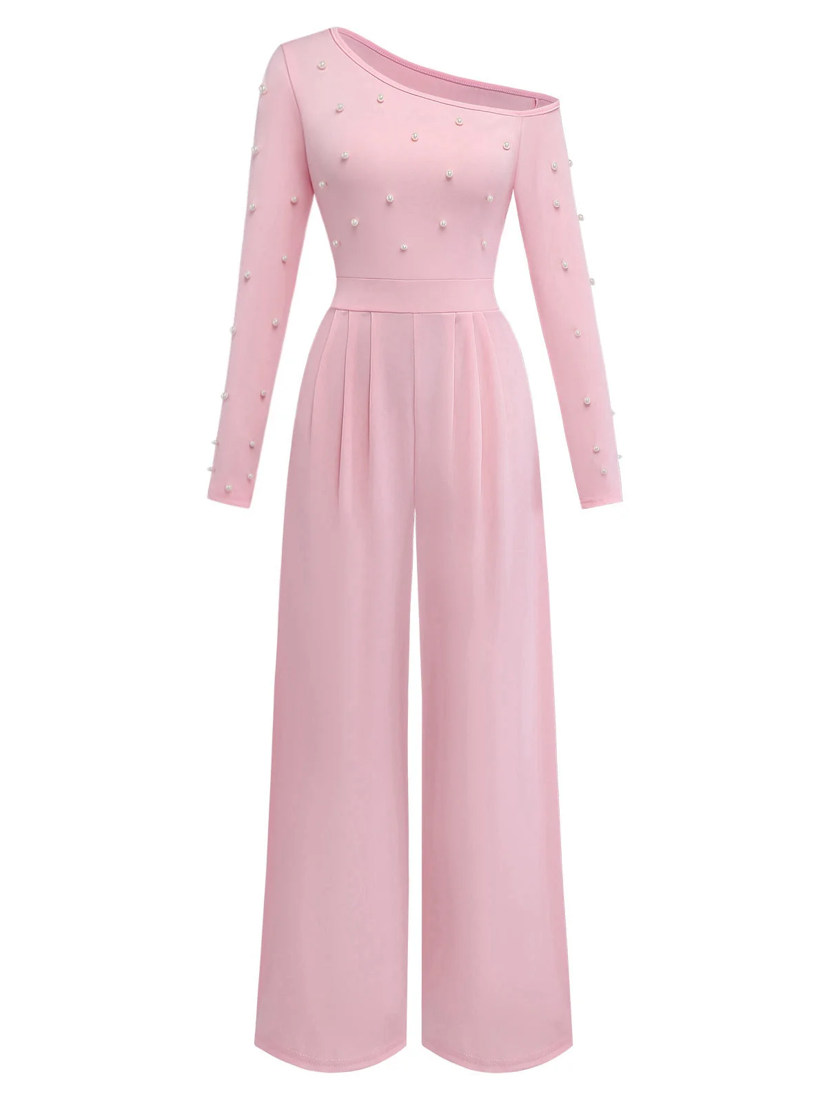 1930er Uni Einseitrig Perlen Detail Langarm Jumpsuit - Image 2