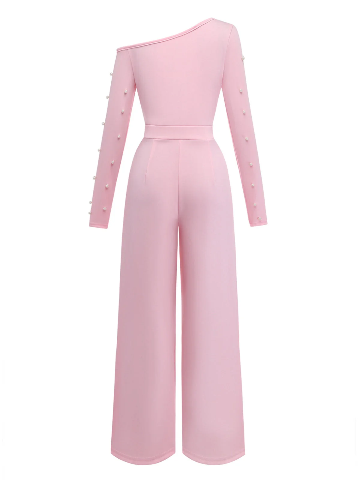 1930er Uni Einseitrig Perlen Detail Langarm Jumpsuit - Image 3