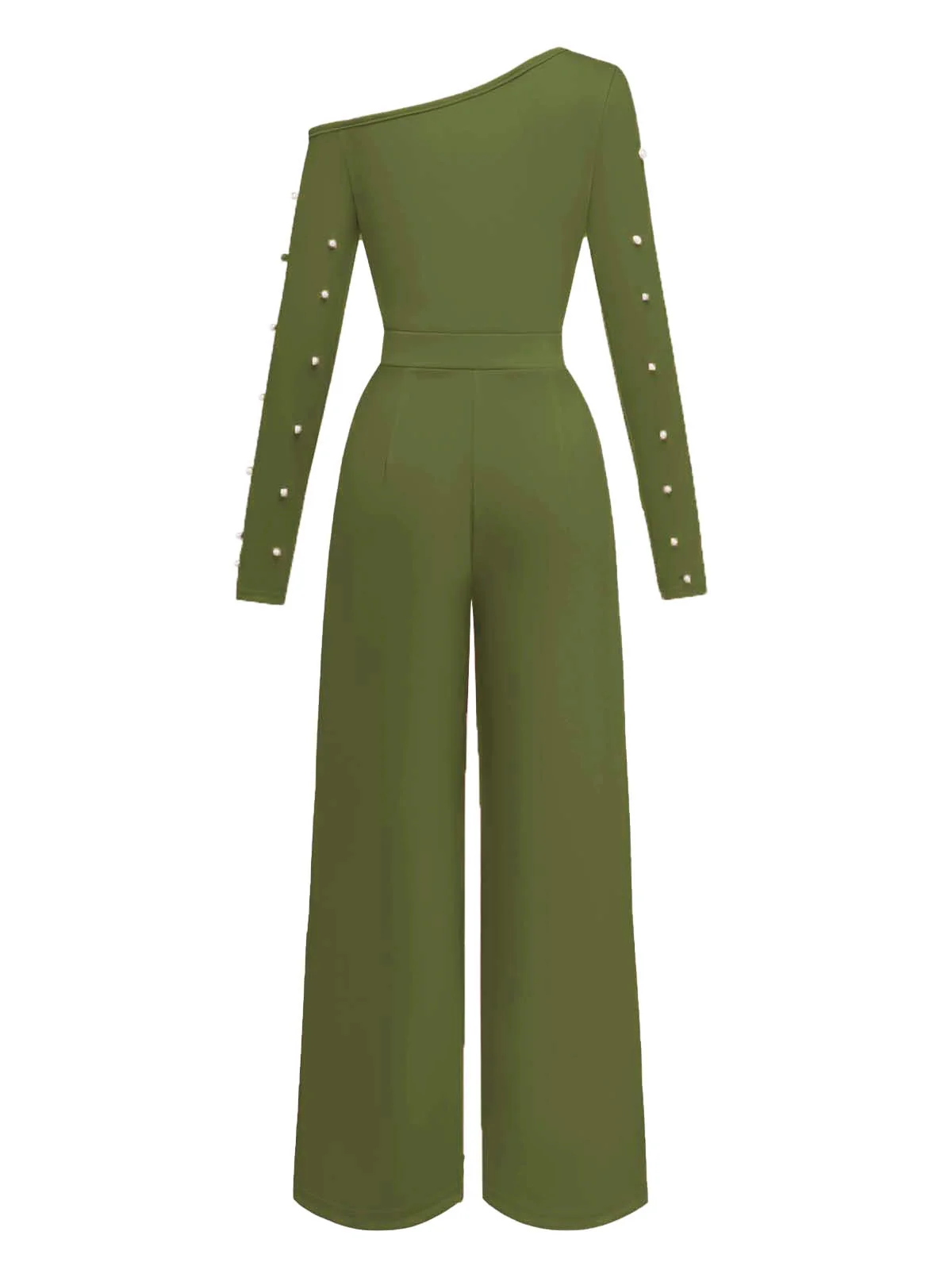 1930er Uni Einseitrig Perlen Detail Langarm Jumpsuit - Image 7