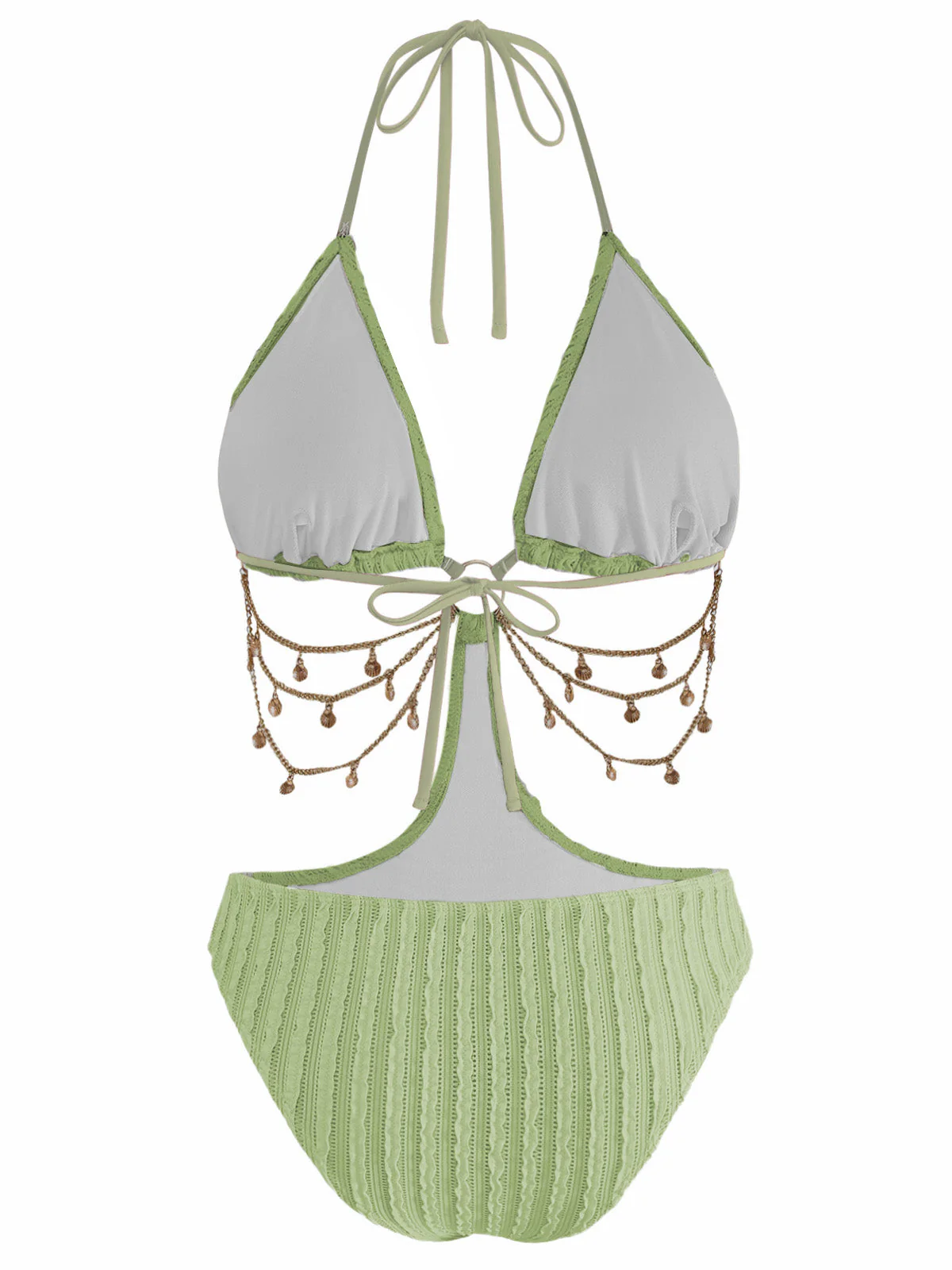 1930er Uni Metall Kette Cutout Einteilig Badeanzug - Image 7