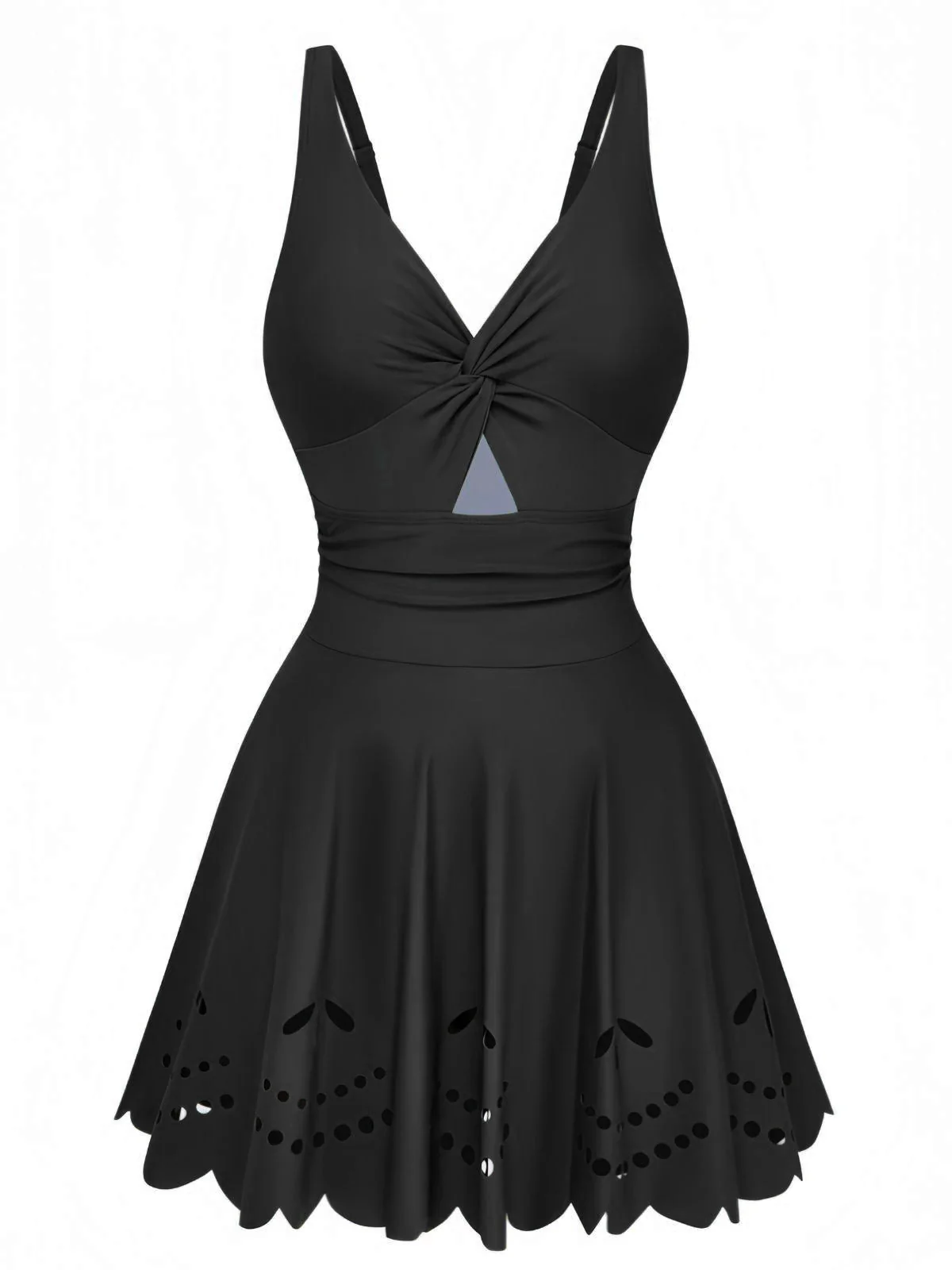 1930er Uni Twist Front Cut-Out Einteilig Badekleid - Image 2