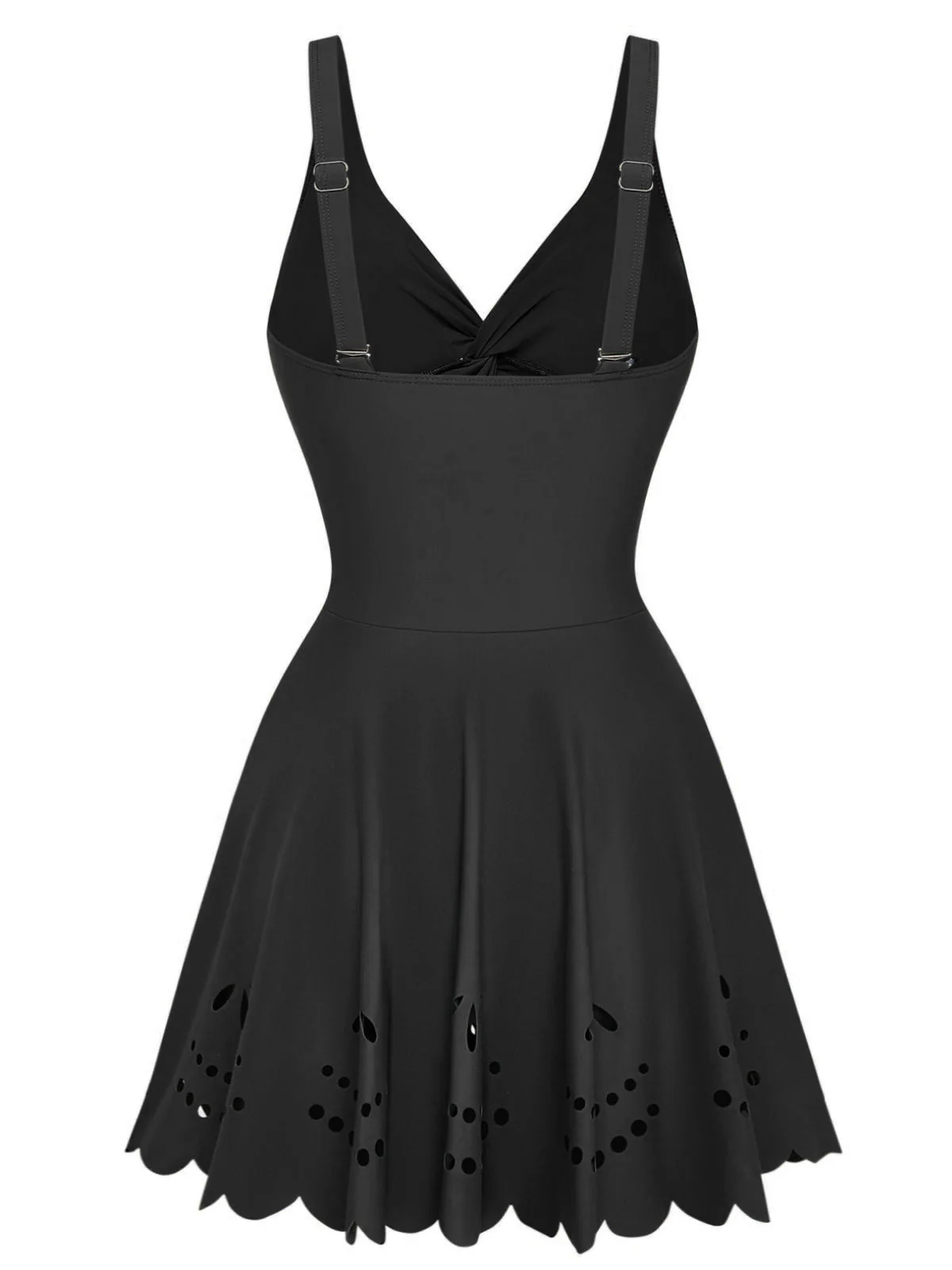 1930er Uni Twist Front Cut-Out Einteilig Badekleid - Image 3