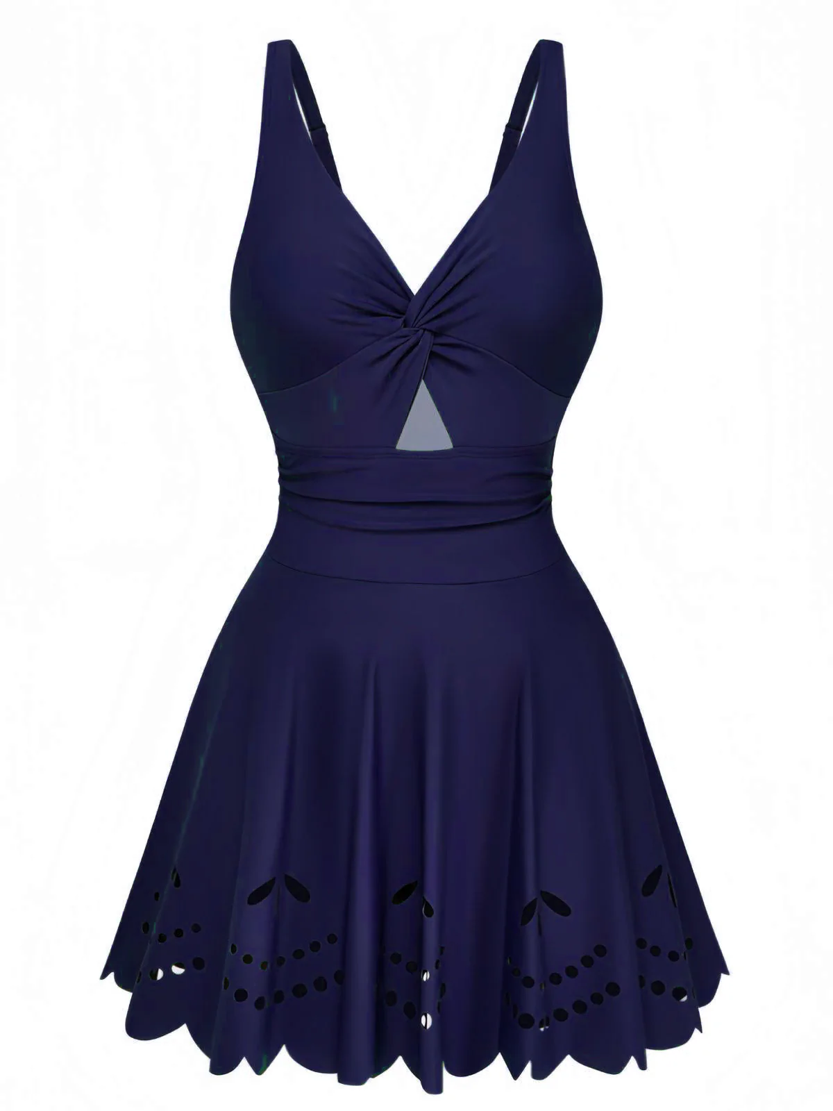 1930er Uni Twist Front Cut-Out Einteilig Badekleid - Image 4