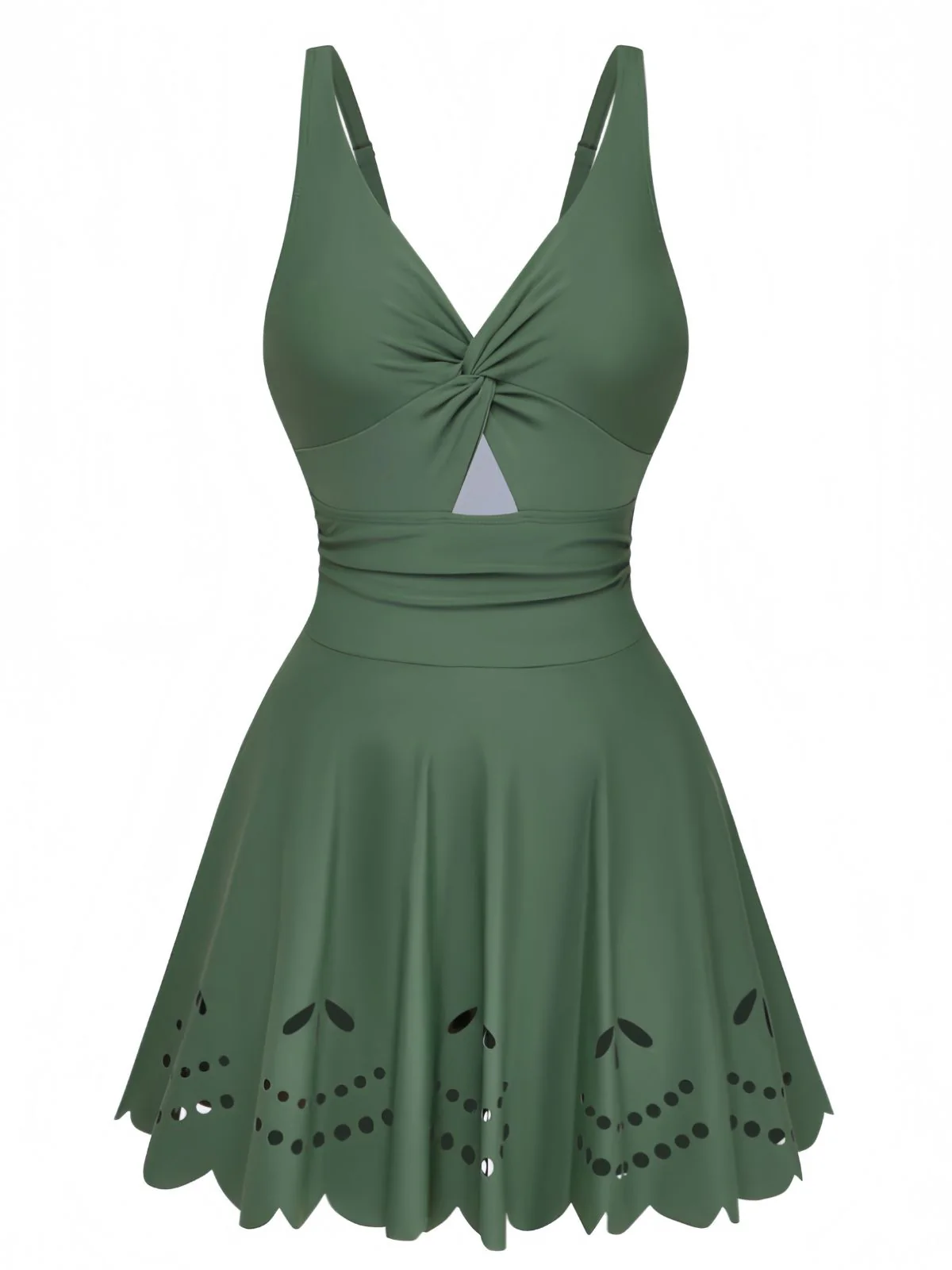 1930er Uni Twist Front Cut-Out Einteilig Badekleid - Image 6