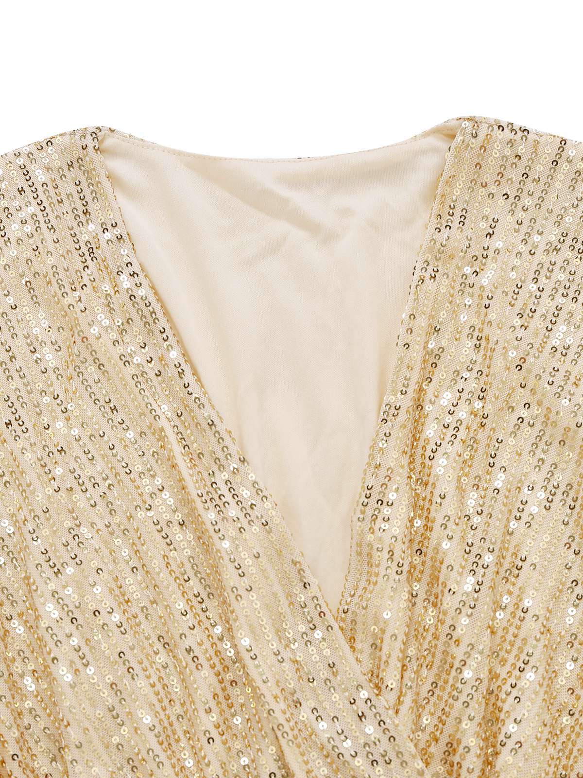 1930er V-Ausschnitt Pailletten Rüschensaum Kleid - Image 4