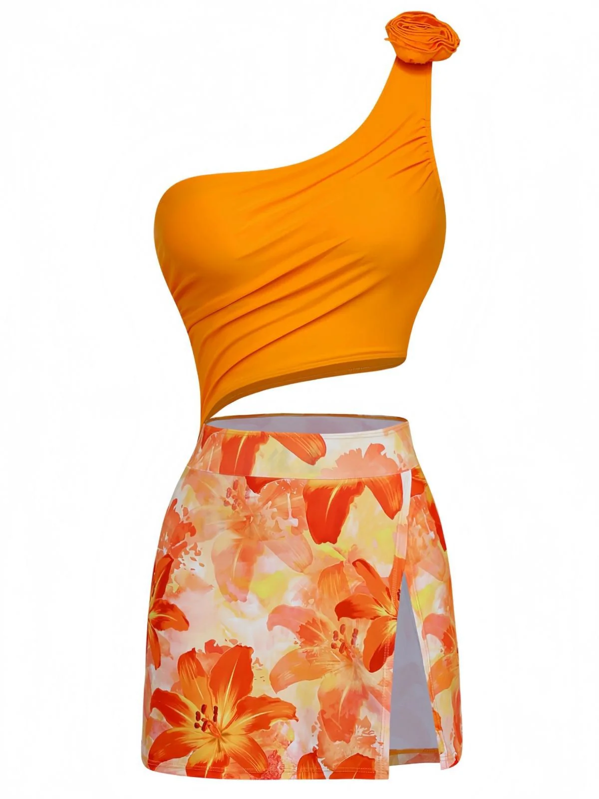1940er 3D Blumen Einseitig Einteilig Schwimmkleid - Image 2