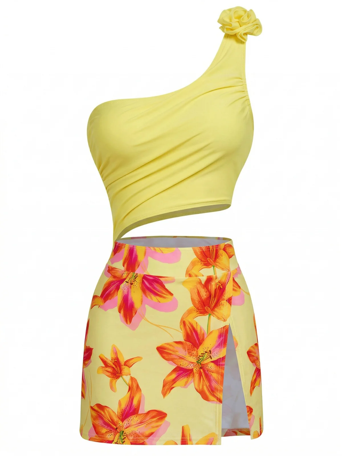 1940er 3D Blumen Einseitig Einteilig Schwimmkleid - Image 9