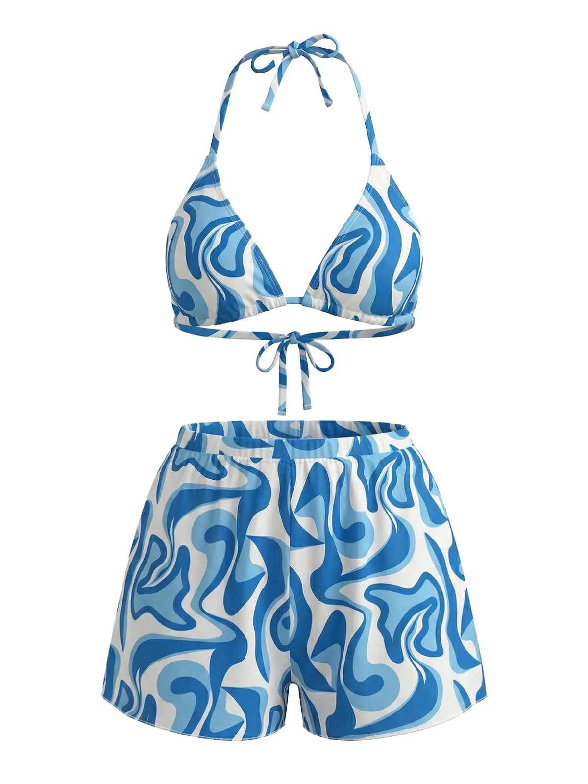 1940er Abstrakt Bedruckt Halter Bikini Set & Cover-Up - Image 2
