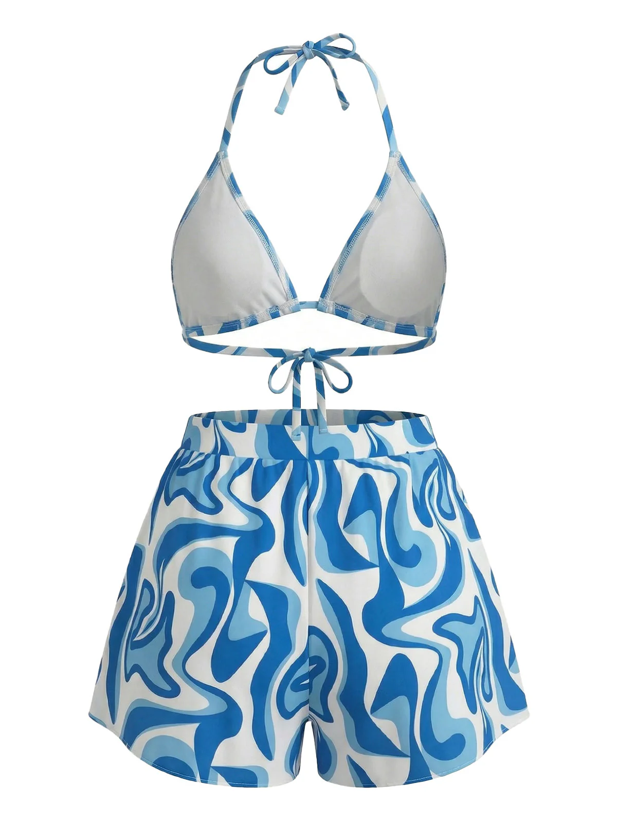 1940er Abstrakt Bedruckt Halter Bikini Set & Cover-Up - Image 3