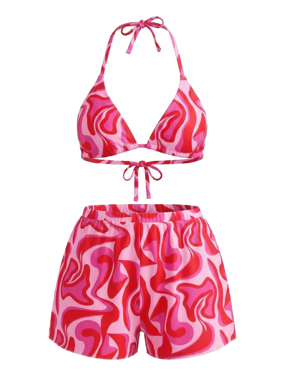 1940er Abstrakt Bedruckt Halter Bikini Set & Cover-Up - Image 4