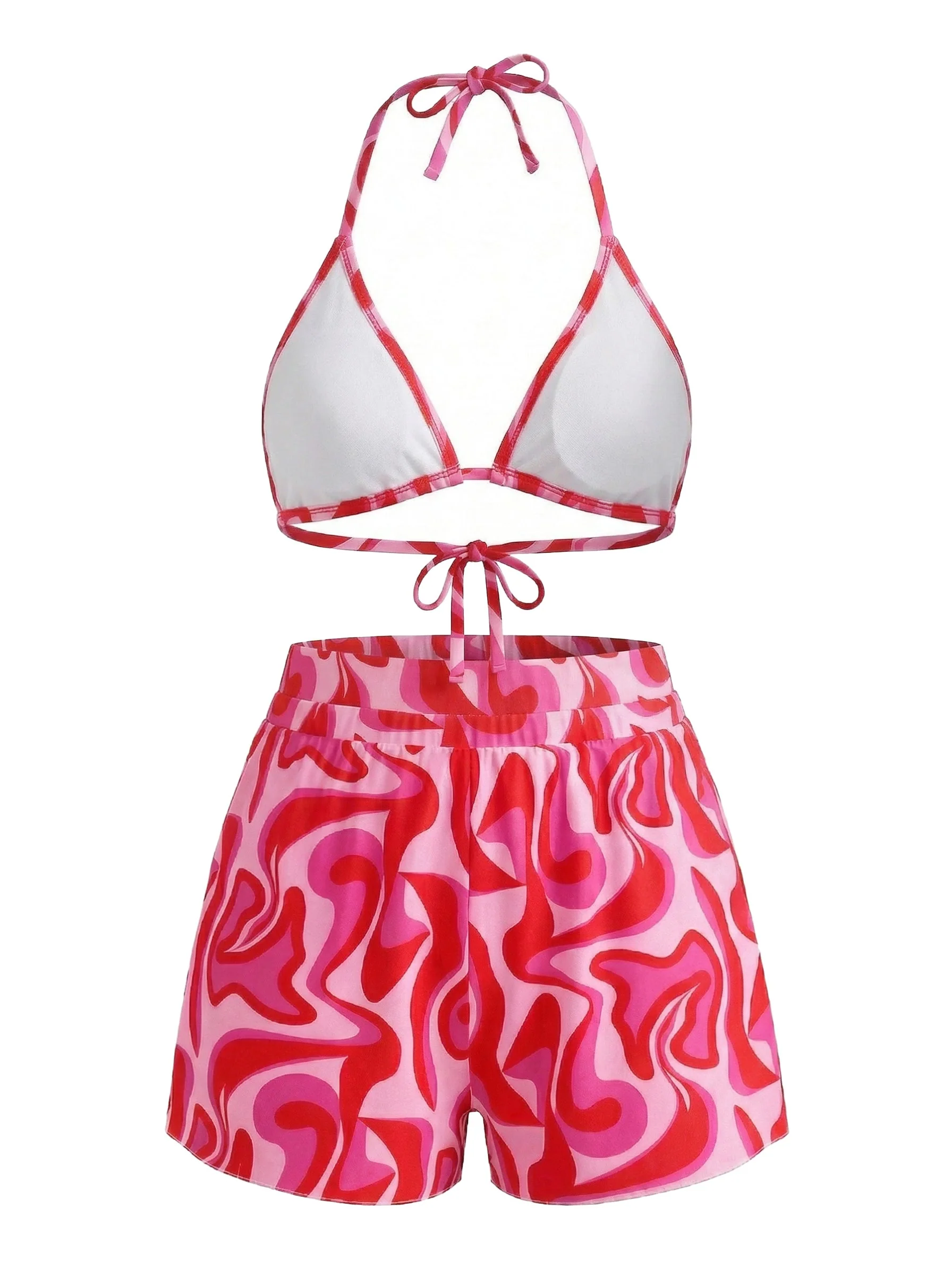 1940er Abstrakt Bedruckt Halter Bikini Set & Cover-Up - Image 5