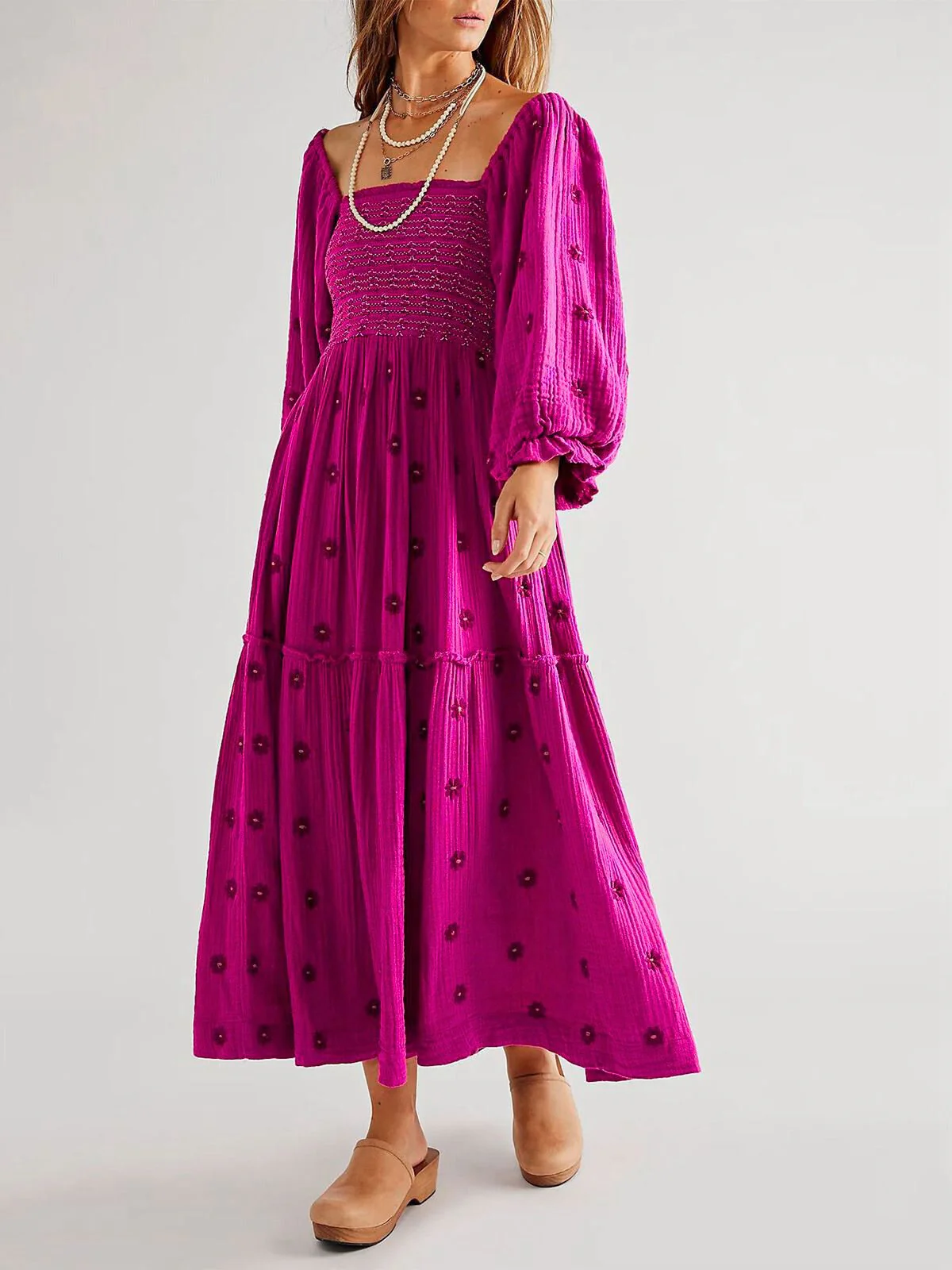1940er Besticktes Blumen Laternenärmel Kleid - Image 13
