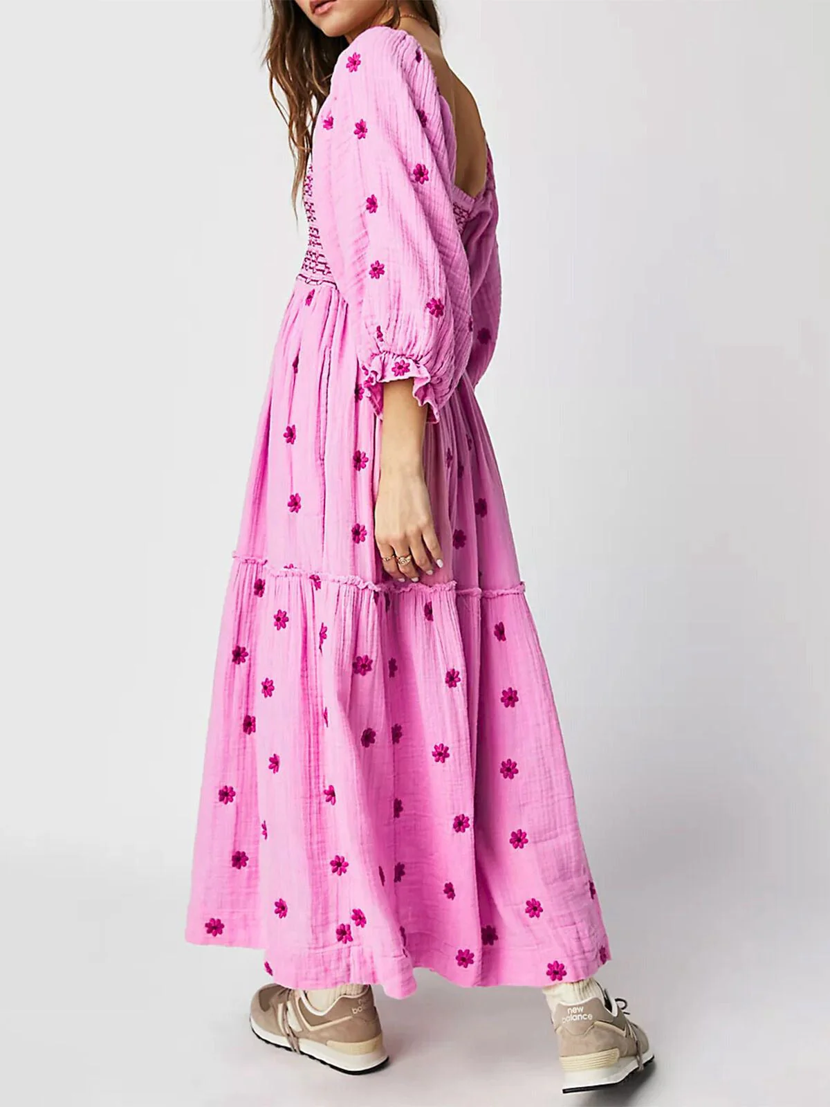 1940er Besticktes Blumen Laternenärmel Kleid - Image 16