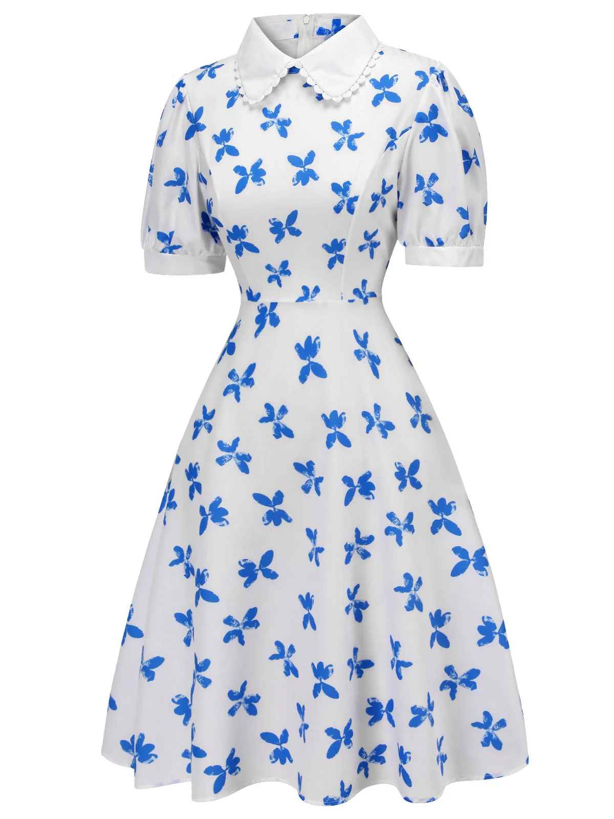 1940er Blau Schmetterling Puppe Hals Kleid - Image 3