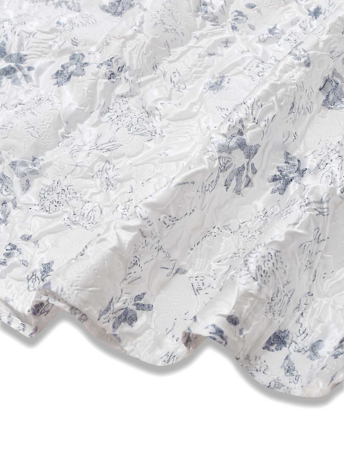 1940er Blumen Crinkle-Jacquard Schnürung Kleid - Image 4