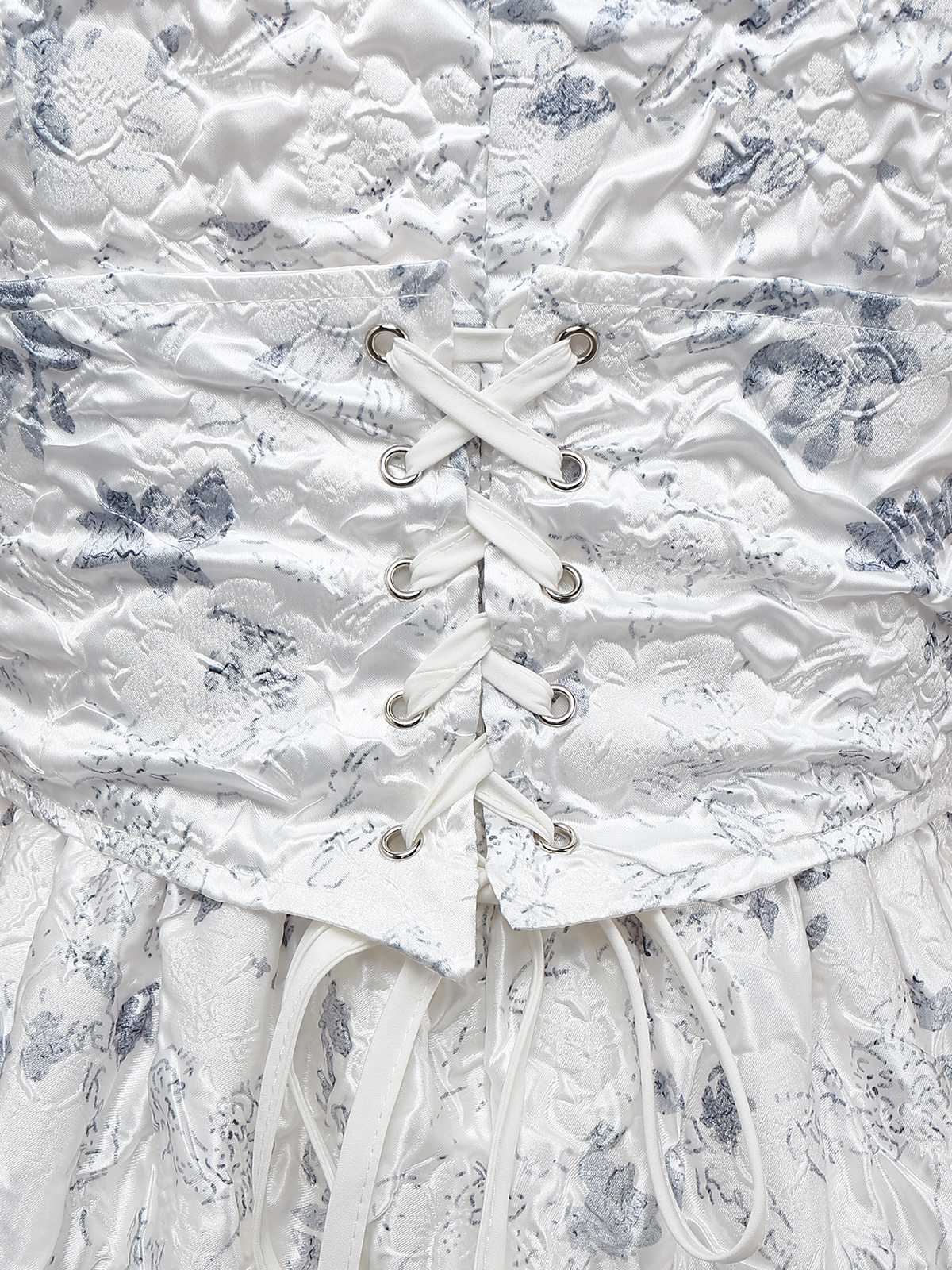 1940er Blumen Crinkle-Jacquard Schnürung Kleid - Image 6
