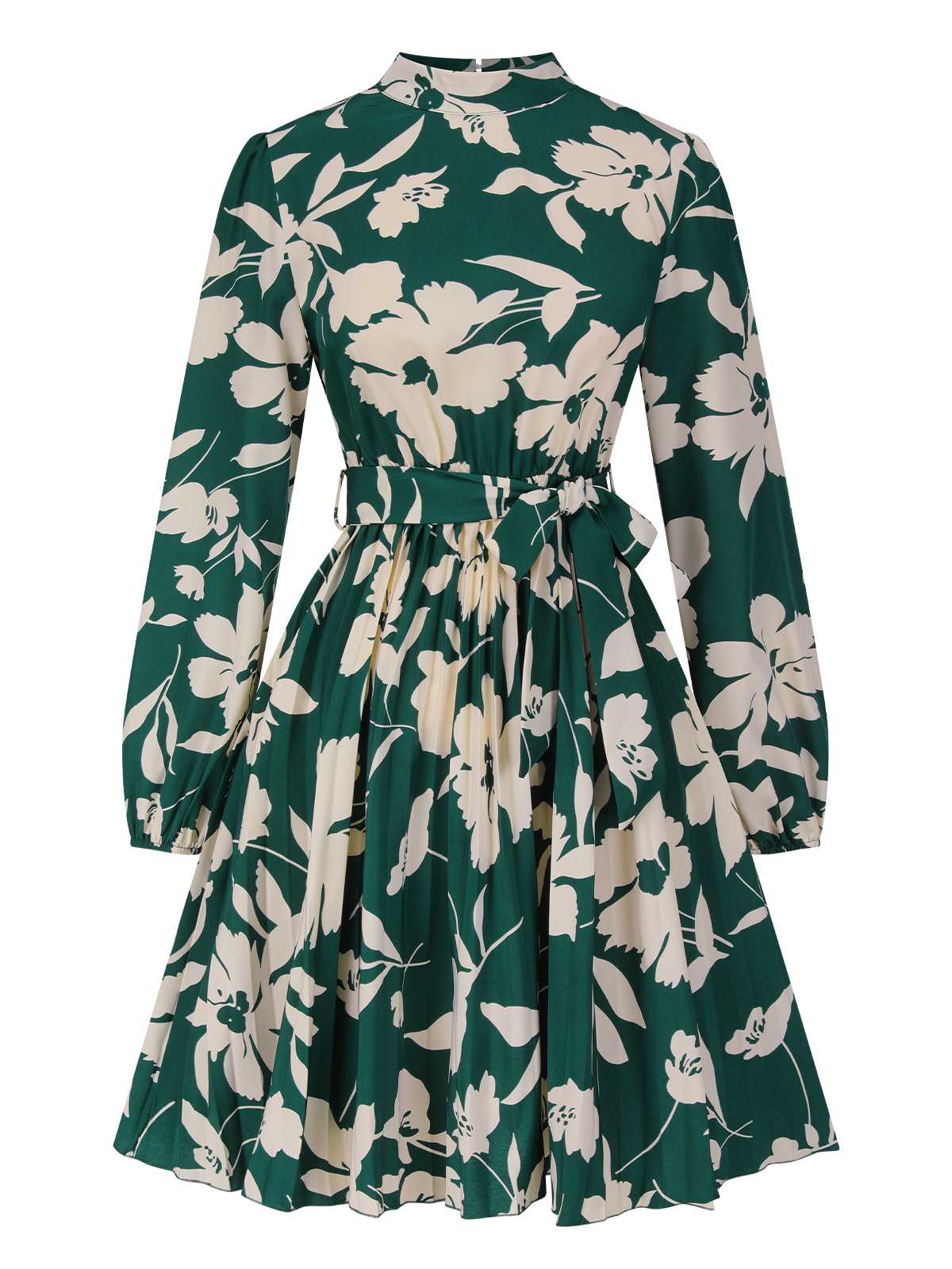 1940er Blumen Gürtel Plissiertes Kleid - Image 2