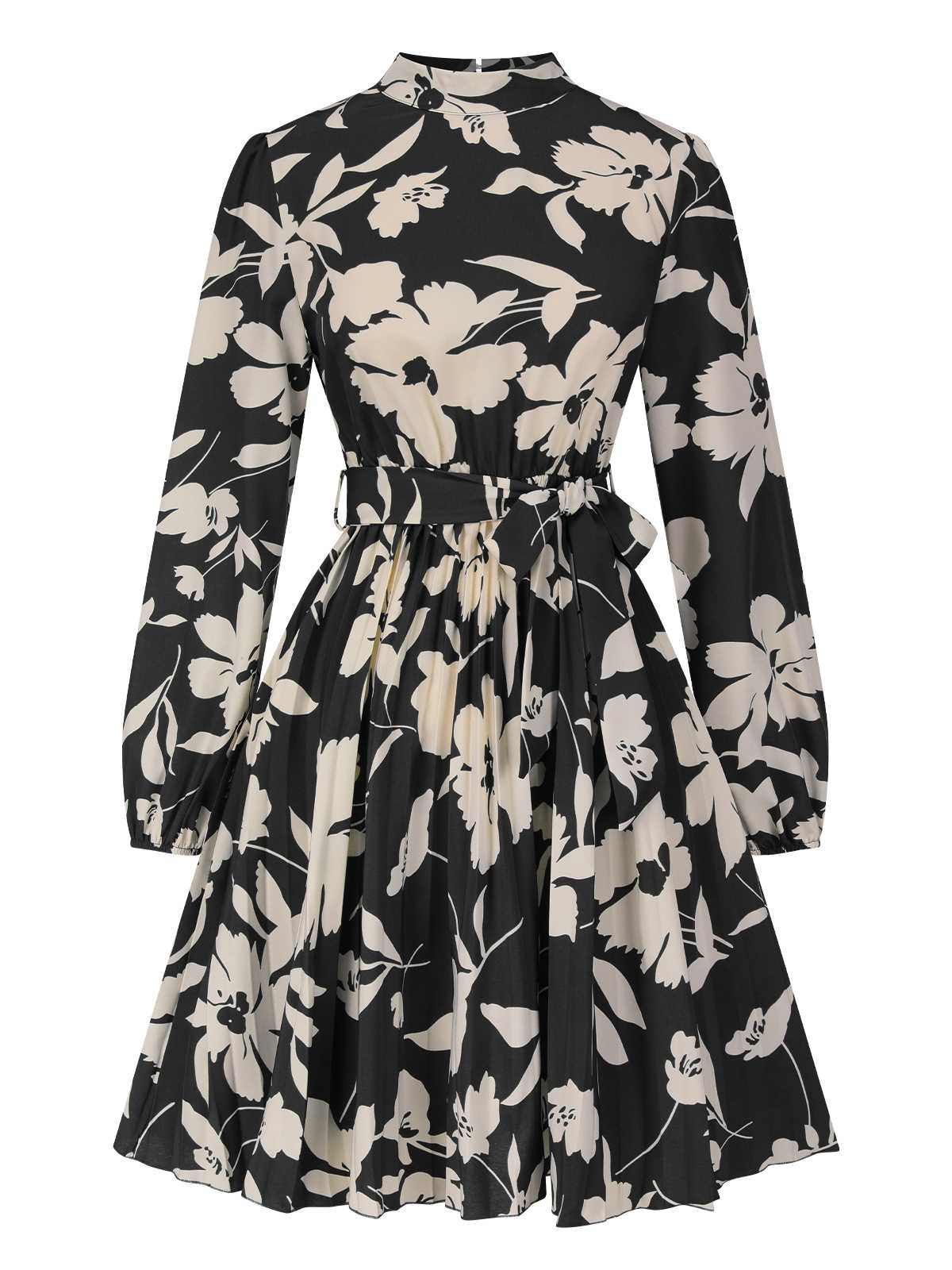 1940er Blumen Gürtel Plissiertes Kleid - Image 6